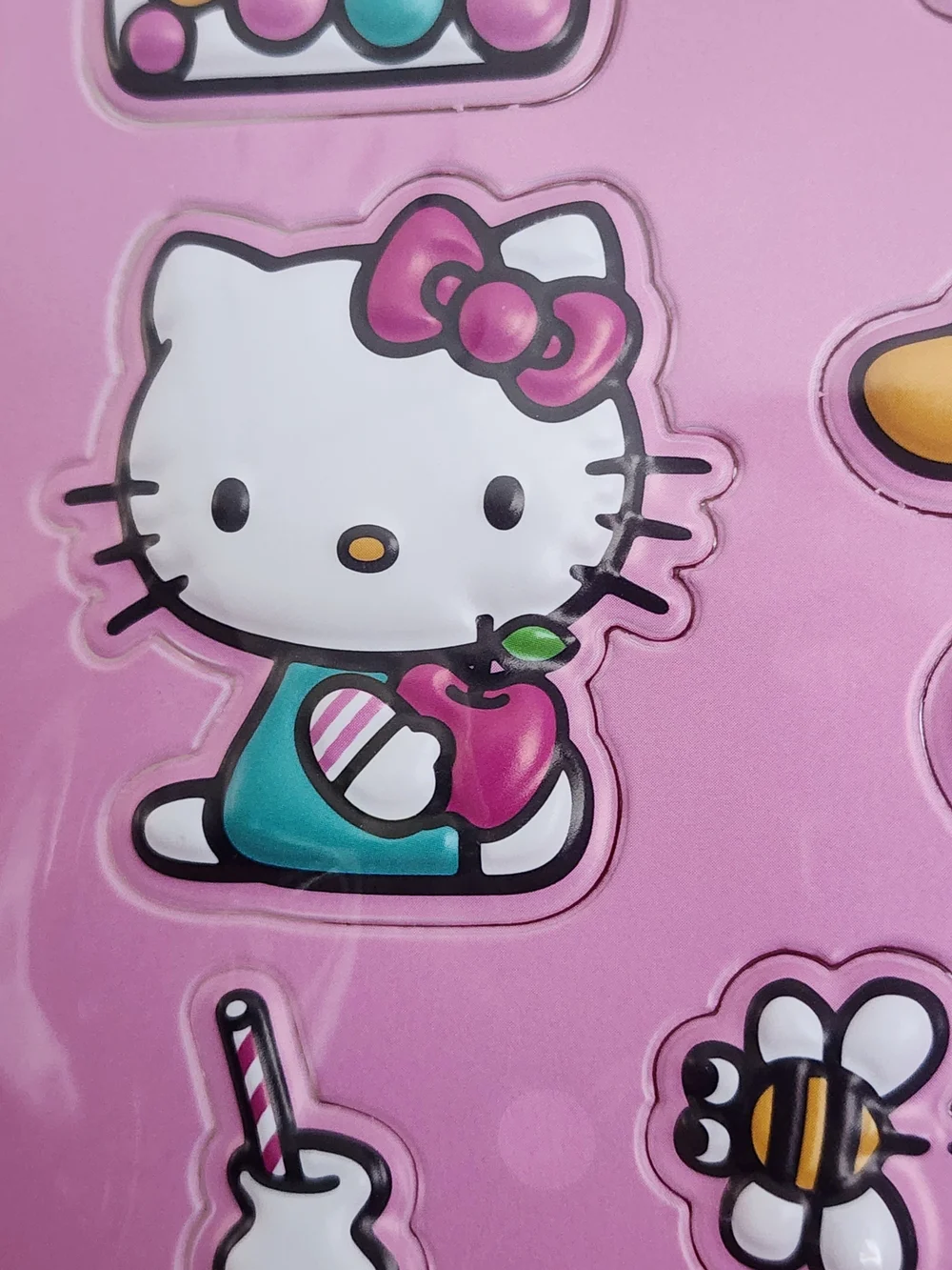 Sanrio Hello Kitty Pink Puffy Sticker Sheet, Support Your Seller
